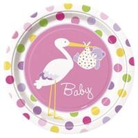 Baby Girl Stork Party Plates