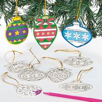 bauble wooden decorations pack of 12
