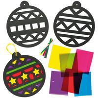 bauble stained glass effect decorations pack of 6