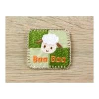 baa baa sheep head embroidered iron on motif applique green