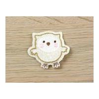 Baby Owl Embroidered Iron On Motif Applique Cream