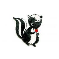 Badger Embroidered Iron On Motif Applique 45mm x 48mm Grey & White