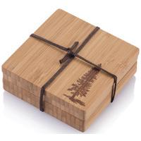 bamboo coasters with pine tree motif set of 4