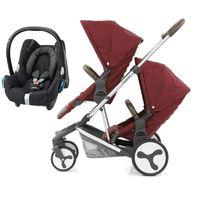 babystyle hybrid tandem 2in1 travel system lava red