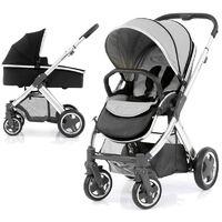 BabyStyle Oyster 2 Mirror Finish Black Handle 2in1 Pram System-Pure Silver