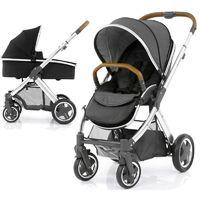 BabyStyle Oyster 2 Mirror Finish Tan Handle 2in1 Pram System-Tungsten Grey