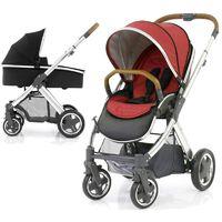 BabyStyle Oyster 2 Mirror Finish Tan Handle 2in1 Pram System-Tango Red