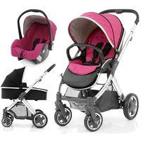 BabyStyle Oyster 2 Mirror Finish Black Handle 3in1 Travel System-Wow Pink