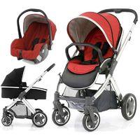 BabyStyle Oyster 2 Mirror Finish Black Handle 3in1 Travel System-Tango Red