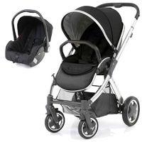 BabyStyle Oyster 2 Mirror Finish Black Handle 2in1 Travel System-Ink Black