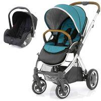 BabyStyle Oyster 2 Mirror Finish Tan Handle 2in1 Travel System-Deep Topaz