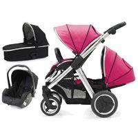 BabyStyle Oyster Max 2 Mirror Finish Tandem 3in1 Travel System-Hot Pink