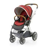 BabyStyle Oyster 2 Mirror Tan Handle Stroller-Tango Red