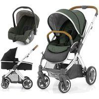 BabyStyle Oyster 2 Mirror Finish Tan Handle 3in1 Travel System-Olive Green