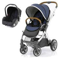 BabyStyle Oyster 2 Mirror Finish Tan Handle 2in1 Travel System-Oxford Blue
