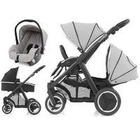 BabyStyle Oyster Max 2 Black Finish Tandem 3in1 Travel System-Pure Silver