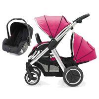 BabyStyle Oyster Max 2 Mirror Finish Tandem 2in1 Travel System-Hot Pink
