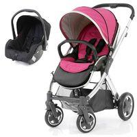 BabyStyle Oyster 2 Mirror Finish Black Handle 2in1 Travel System-Wow Pink