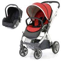 BabyStyle Oyster 2 Mirror Finish Black Handle 2in1 Travel System-Tango Red