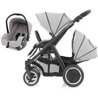 BabyStyle Oyster Max 2 Black Finish Tandem 2in1 Travel System-Pure Silver