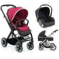 BabyStyle Oyster 2 Black Finish 3in1 Travel System-Hot Pink