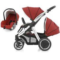 BabyStyle Oyster Max 2 Mirror Finish Tandem 2in1 Travel System-Tango Red