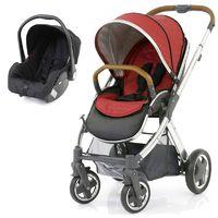 BabyStyle Oyster 2 Mirror Finish Tan Handle 2in1 Travel System-Tango Red