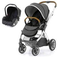 BabyStyle Oyster 2 Mirror Finish Tan Handle 2in1 Travel System-Tungsten Grey