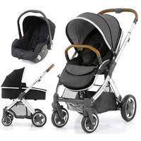 BabyStyle Oyster 2 Mirror Finish Tan Handle 3in1 Travel System-Tungsten Grey