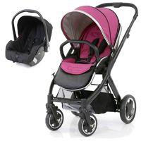 BabyStyle Oyster 2 Black Finish 2in1 Travel System-Wow Pink