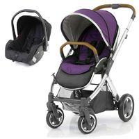 BabyStyle Oyster 2 Mirror Finish Tan Handle 2in1 Travel System-Wild Purple