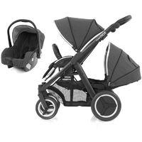 BabyStyle Oyster Max 2 Black Finish Tandem 2in1 Travel System-Tungsten Grey