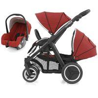 BabyStyle Oyster Max 2 Black Finish Tandem 2in1 Travel System-Tango Red