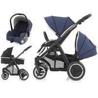 BabyStyle Oyster Max 2 Black Finish Tandem 3in1 Travel System-Oxford Blue