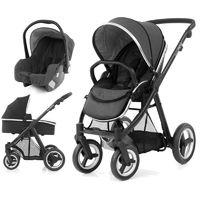 BabyStyle Oyster Max 2 Black Finish 3in1 Travel System-Tungsten Grey