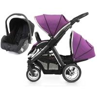 babystyle oyster max 2 black finish tandem 2in1 travel system grape