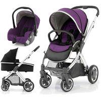 BabyStyle Oyster 2 Mirror Finish Black Handle 3in1 Travel System-Wild Purple