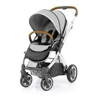 BabyStyle Oyster 2 Mirror Tan Handle Stroller-Pure Silver