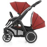 BabyStyle Oyster Max 2 Black Finish Tandem Stroller-Tango Red