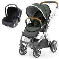 BabyStyle Oyster 2 Mirror Finish Tan Handle 2in1 Travel System-Olive Green