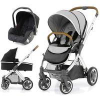 BabyStyle Oyster 2 Mirror Finish Tan Handle 3in1 Travel System-Pure Silver