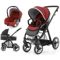 babystyle oyster max 2 black finish 3in1 travel system tango red