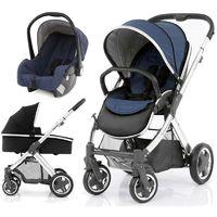 BabyStyle Oyster 2 Mirror Finish Black Handle 3in1 Travel System-Oxford Blue