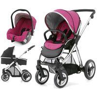 babystyle oyster max 2 mirror finish 3in1 travel system wow pink