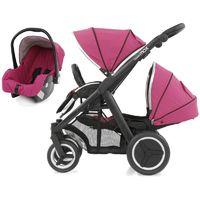 BabyStyle Oyster Max 2 Black Finish Tandem 2in1 Travel System-Wow Pink