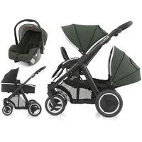 BabyStyle Oyster Max 2 Black Finish Tandem 3in1 Travel System-Olive Green