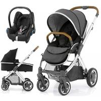 BabyStyle Oyster 2 Mirror Finish Tan Handle 3in1 CABRIOFIX Travel System