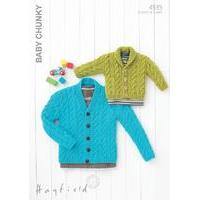 Babies & Boys Shawl Collared and V Neck Cardigans in Hayfield Baby Chunky (4535)