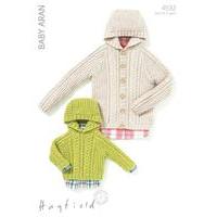 babies boys hooded jacket and sweater in hayfield baby aran 4532