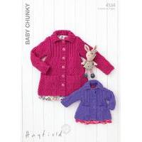 babies girls flat collared jacket in hayfield baby chunky 4534